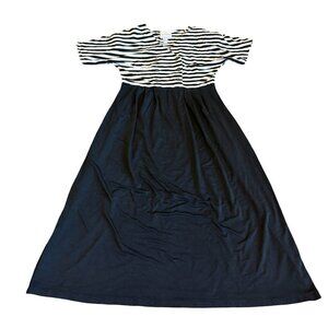 Joseph Ribkoff Creations Black White Stripe Stretch Dress Button-Down Size 10
